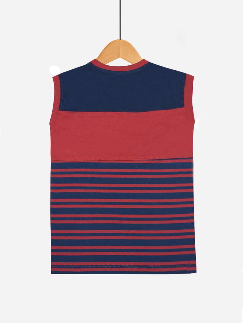 boys round neck striped sleeveless t-shirt - 21577872 -  Standard Image - 2