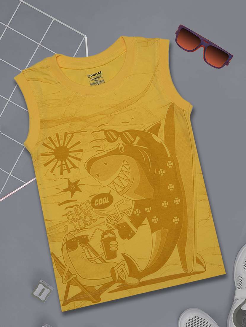 boys graphic printed round neck sleeveless t-shirt
