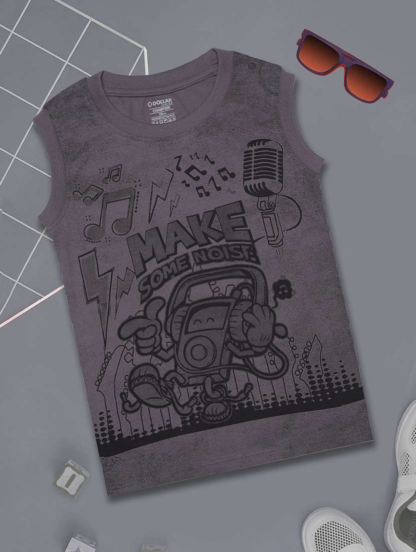 boys graphic printed round neck sleeveless t-shirt