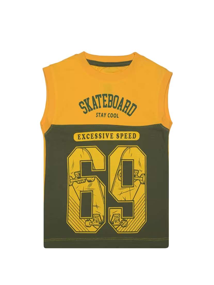 boy printed round neck sleeveless t-shirt - 21577934 -  Standard Image - 2