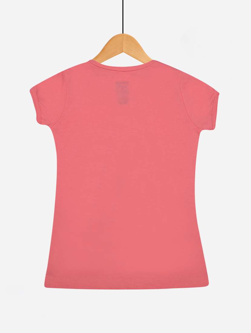 girls front print round neck t-shirt - 21577968 - Standard Image - 2