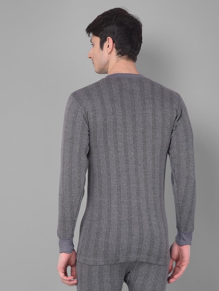 men solid v neck full sleeve thermal top - 21578053 - Standard Image - 2