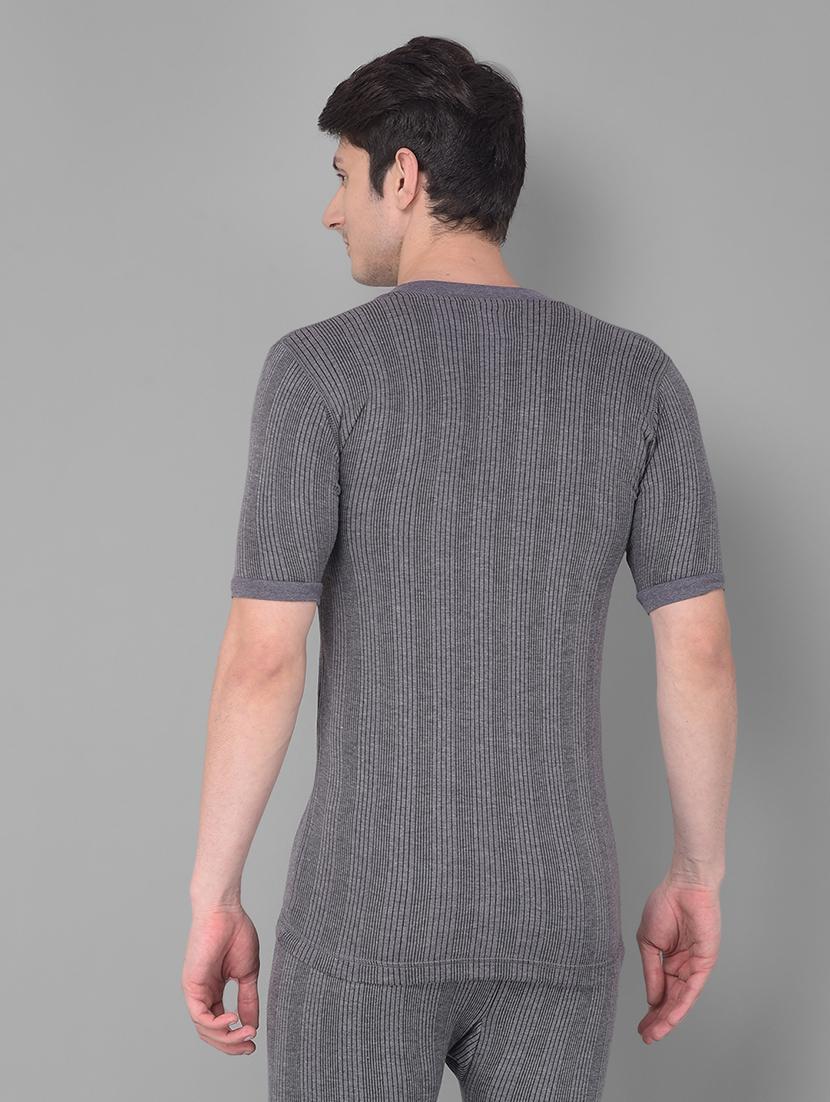 men pack of 2 solid v neck half sleeve thermal top - 21578077 - Standard Image - 2
