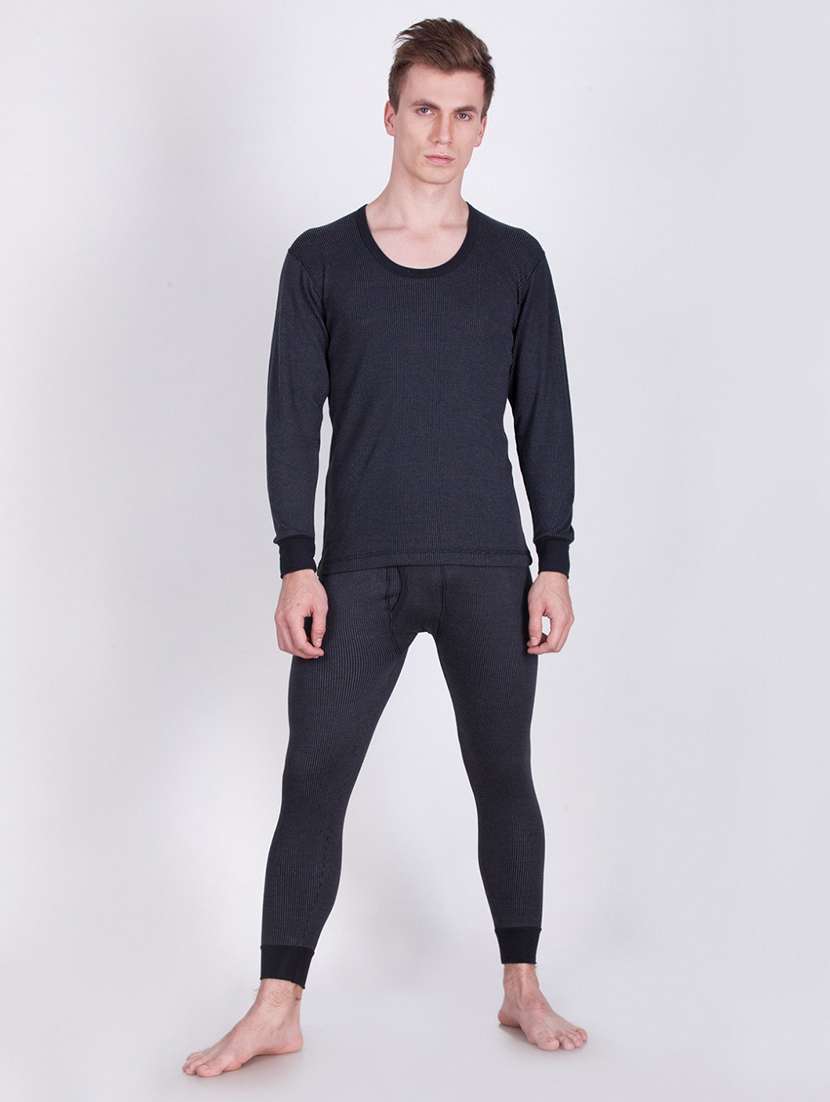 men solid full sleeve thermal set