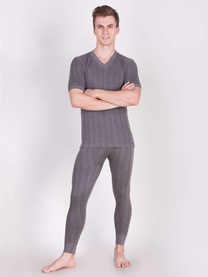 men solid short sleeve thermal set