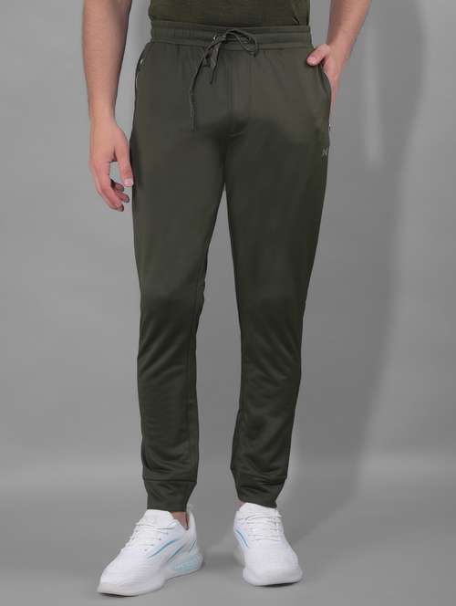 olive polyester joggers