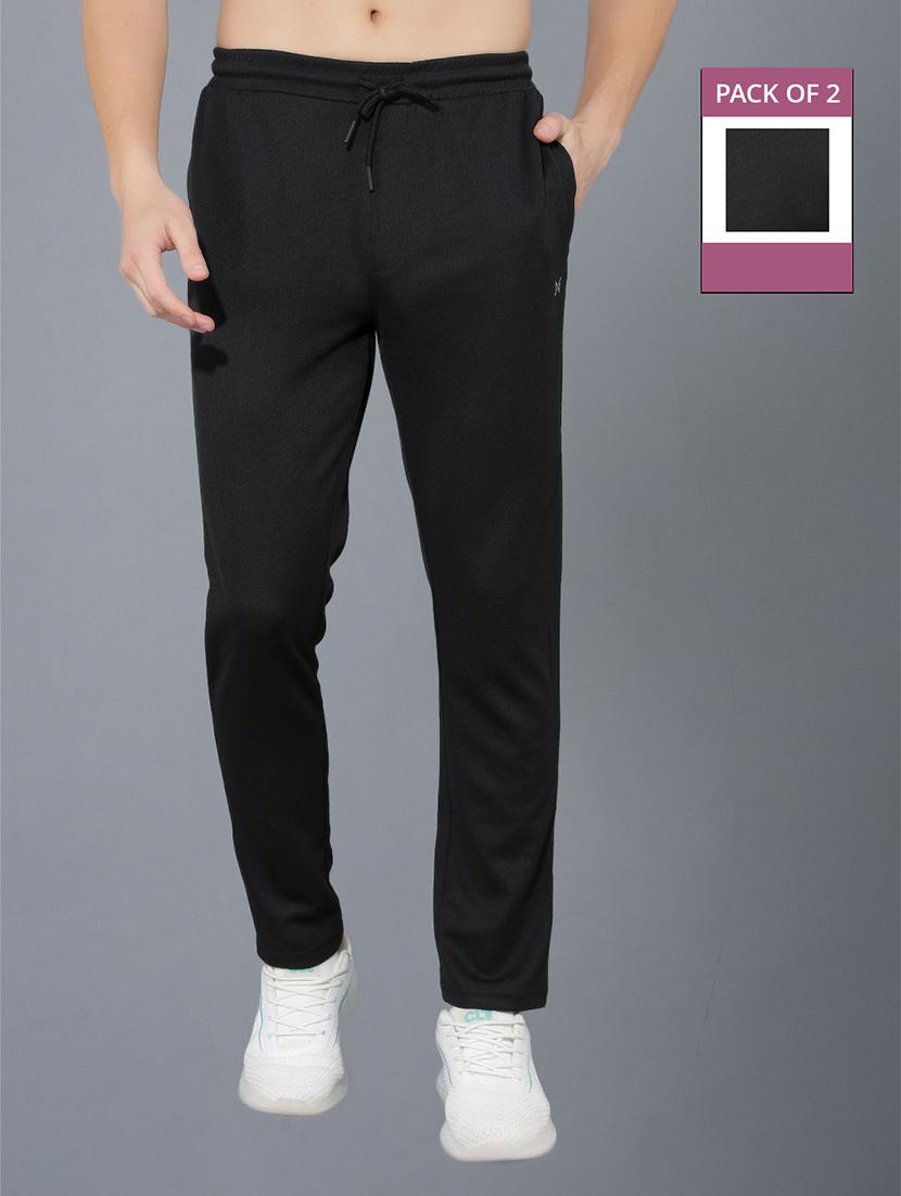 men pack of 2 regular fit solid full length track pants - 21578199 - Zoom Image - 0