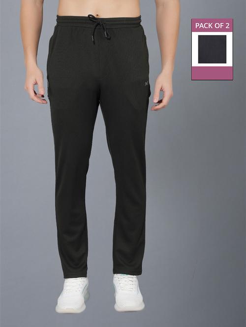 men pack of 2 regular fit solid full length track pants - 21578200 - Standard Image - 0