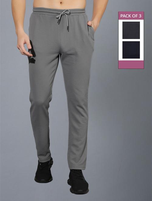 men pack of 3 regular fit solid full length track pants - 21578202 -  Standard Image - 0