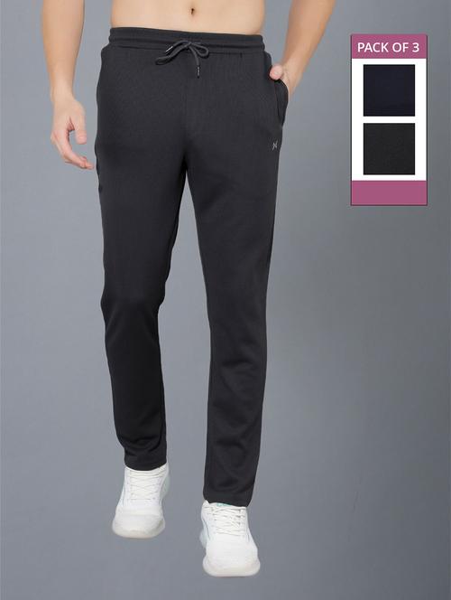 men pack of 3 regular fit solid full length track pants - 21578203 - Standard Image - 0