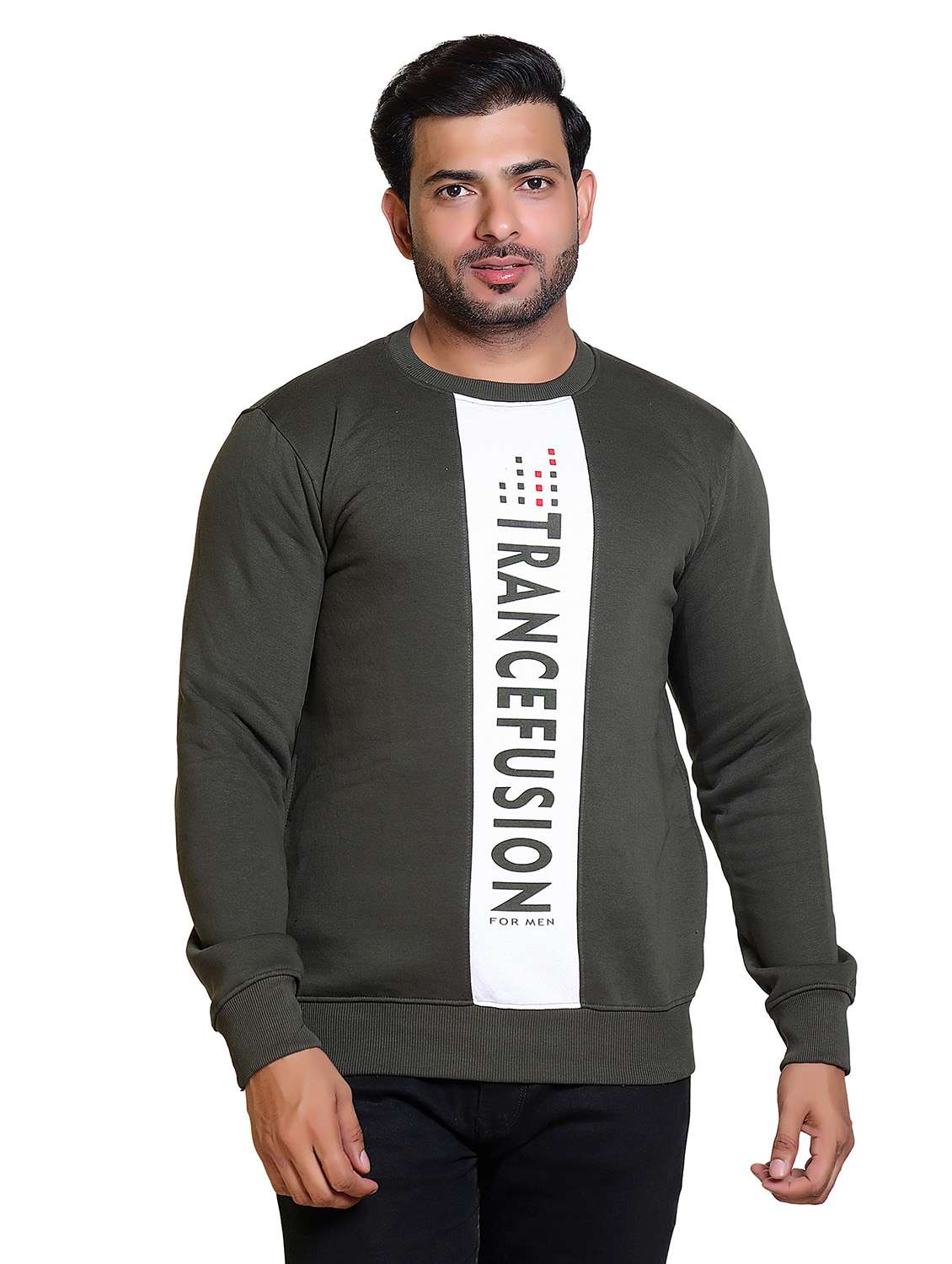 men color block round neck long sleeve sweatshirt