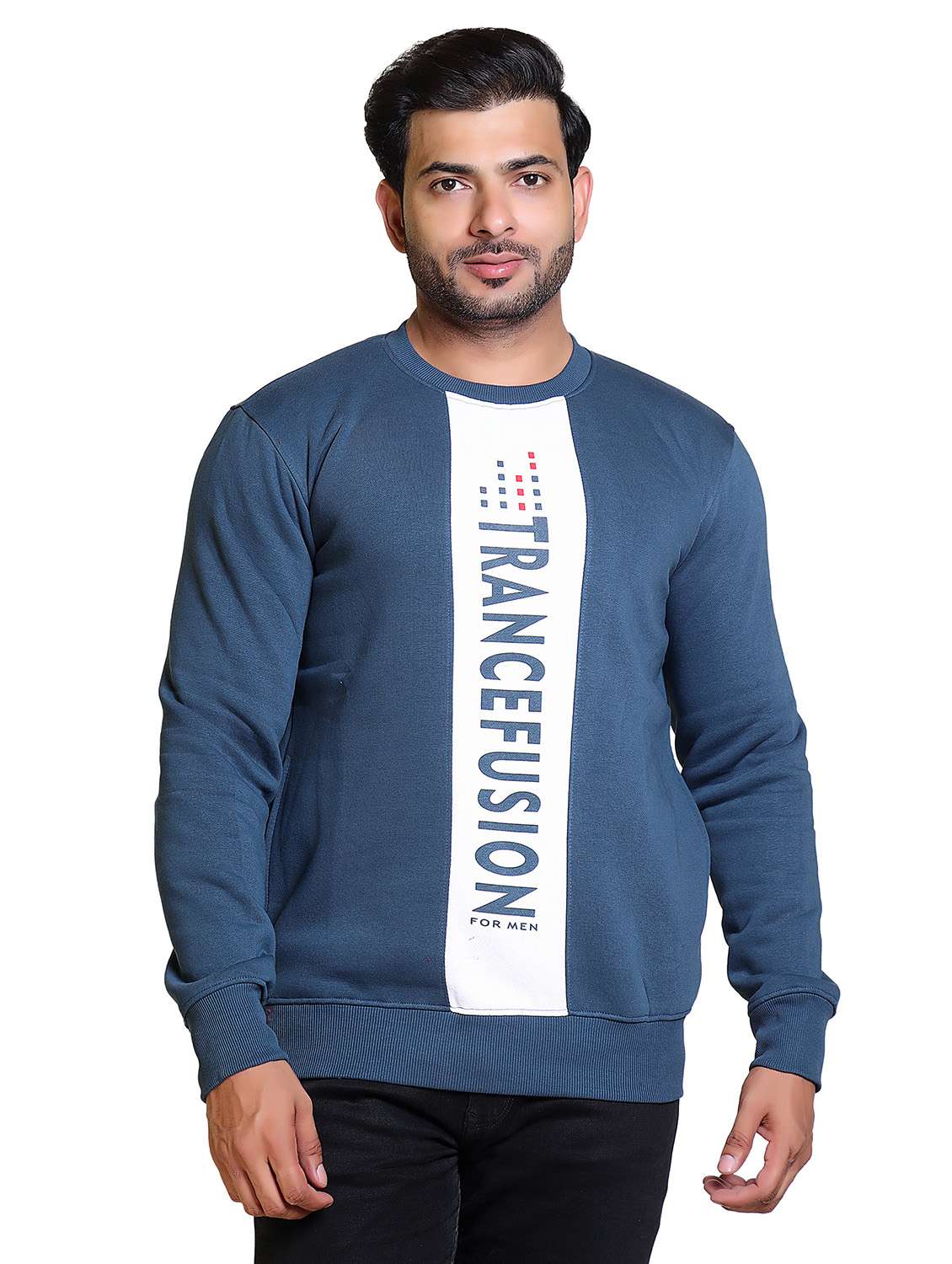 men color block round neck long sleeve sweatshirt