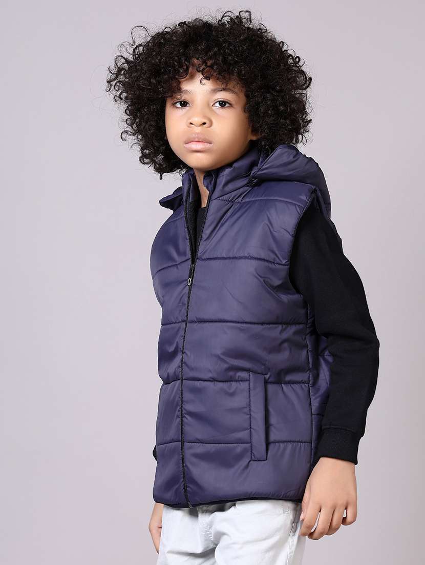 boys solid sleeveless hooded bomber jacket - 21578471 -  Standard Image - 2