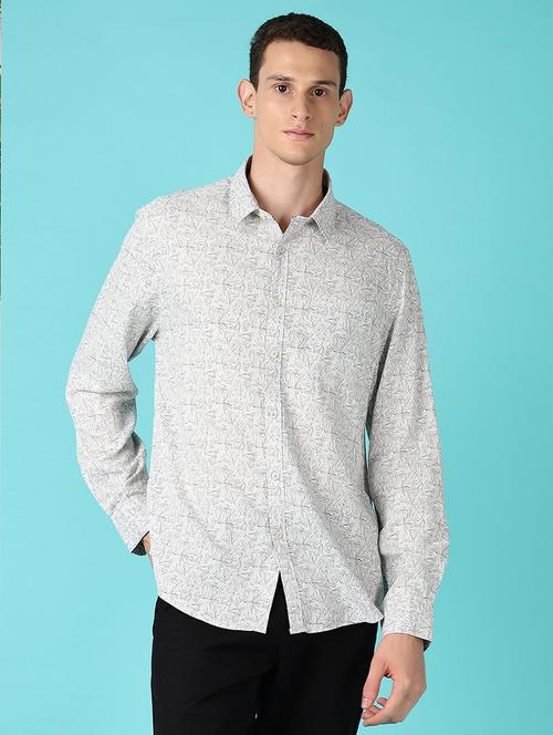 men printed collared long sleeves casual shirt - 21578509 - Standard Image - 0