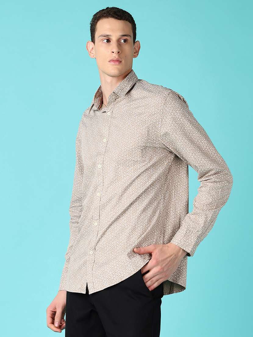 men printed collared long sleeves casual shirt - 21578515 -  Standard Image - 2
