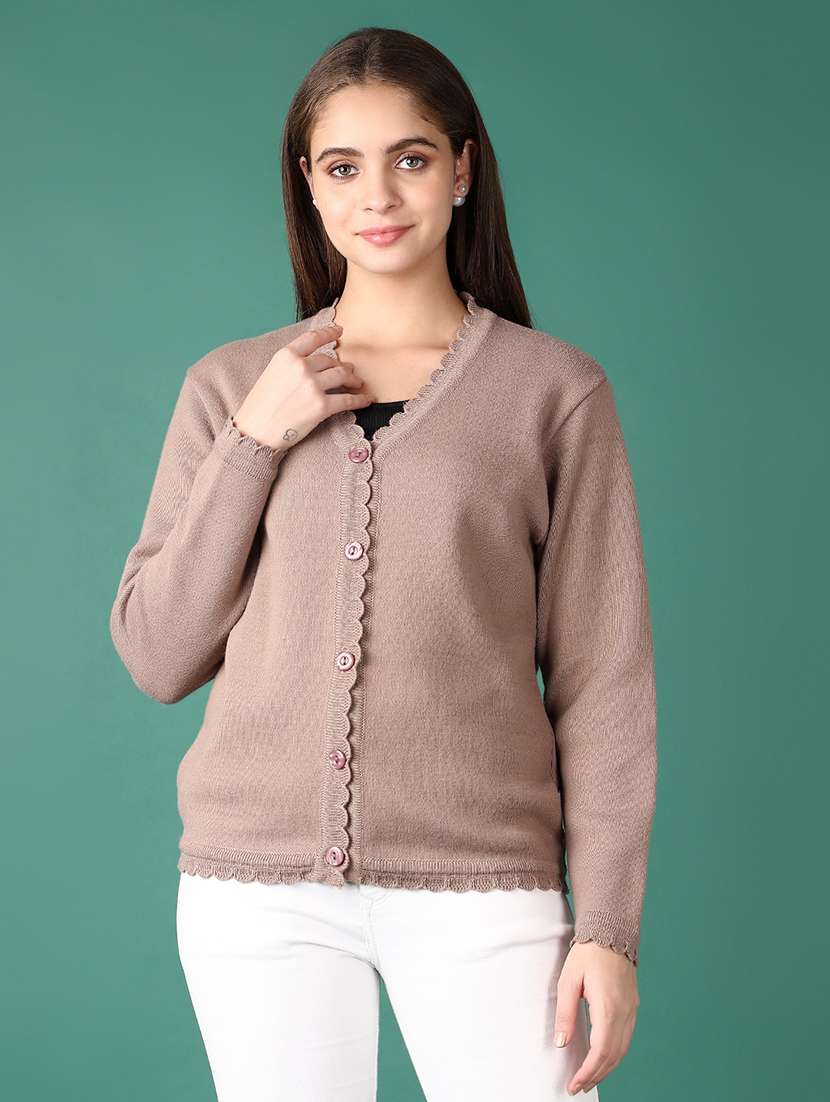 women solid long sleeve cardigan