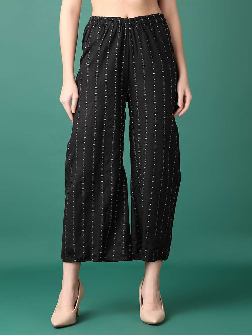 women black printed palazzos