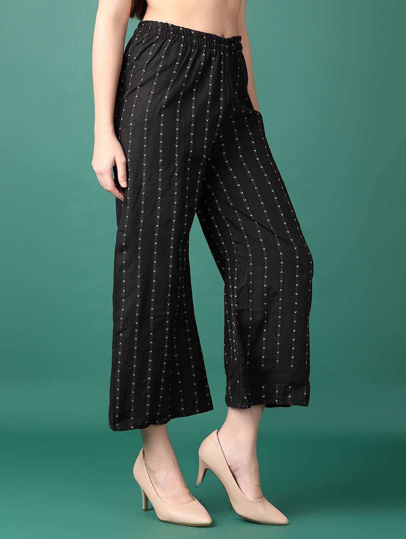 women black printed palazzos - 21578538 - Standard Image - 2