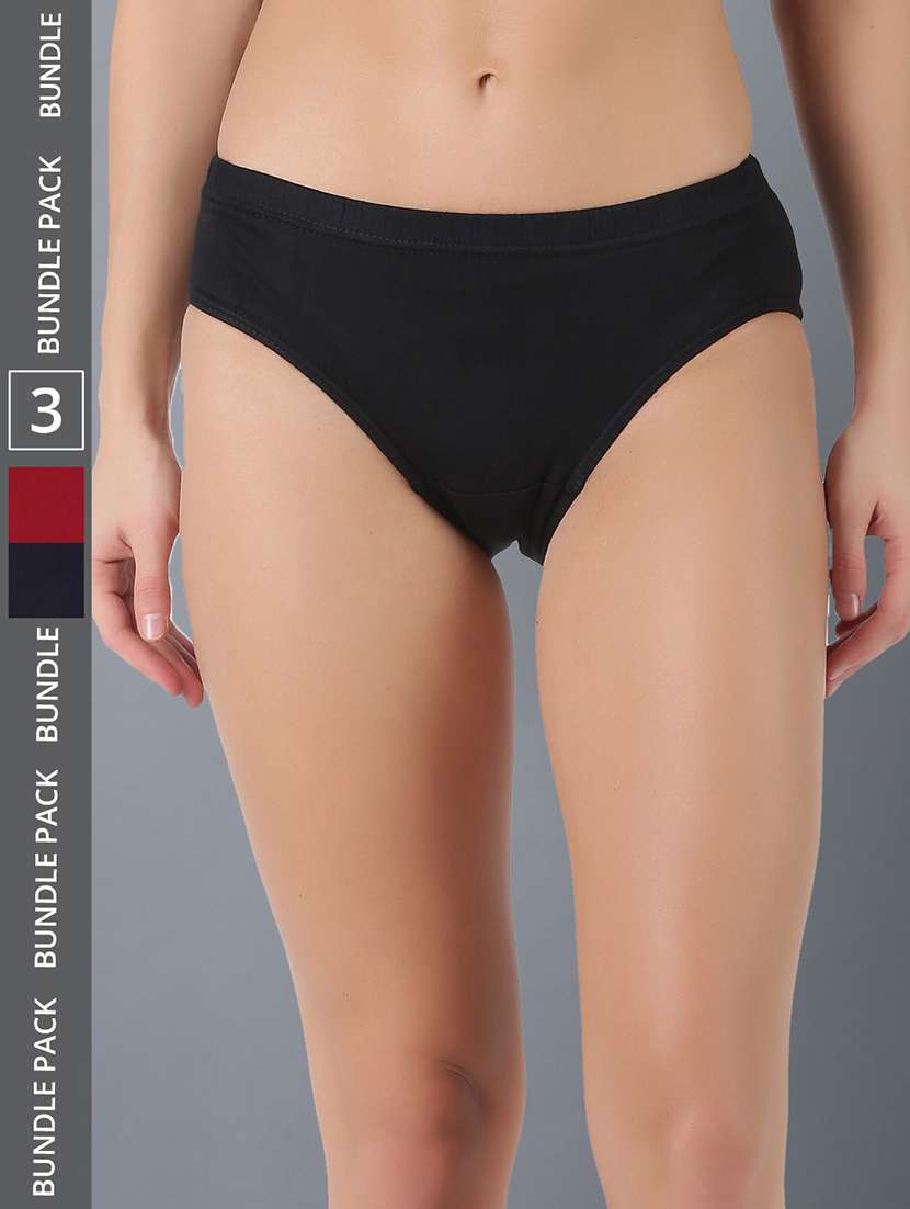 women solid cotton panty combo