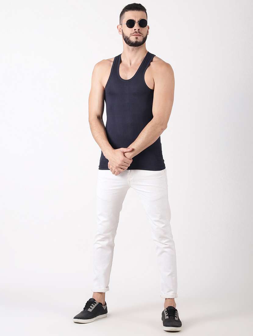 men pack of 4 solid sleeveless vest - 21579008 -  Standard Image - 2