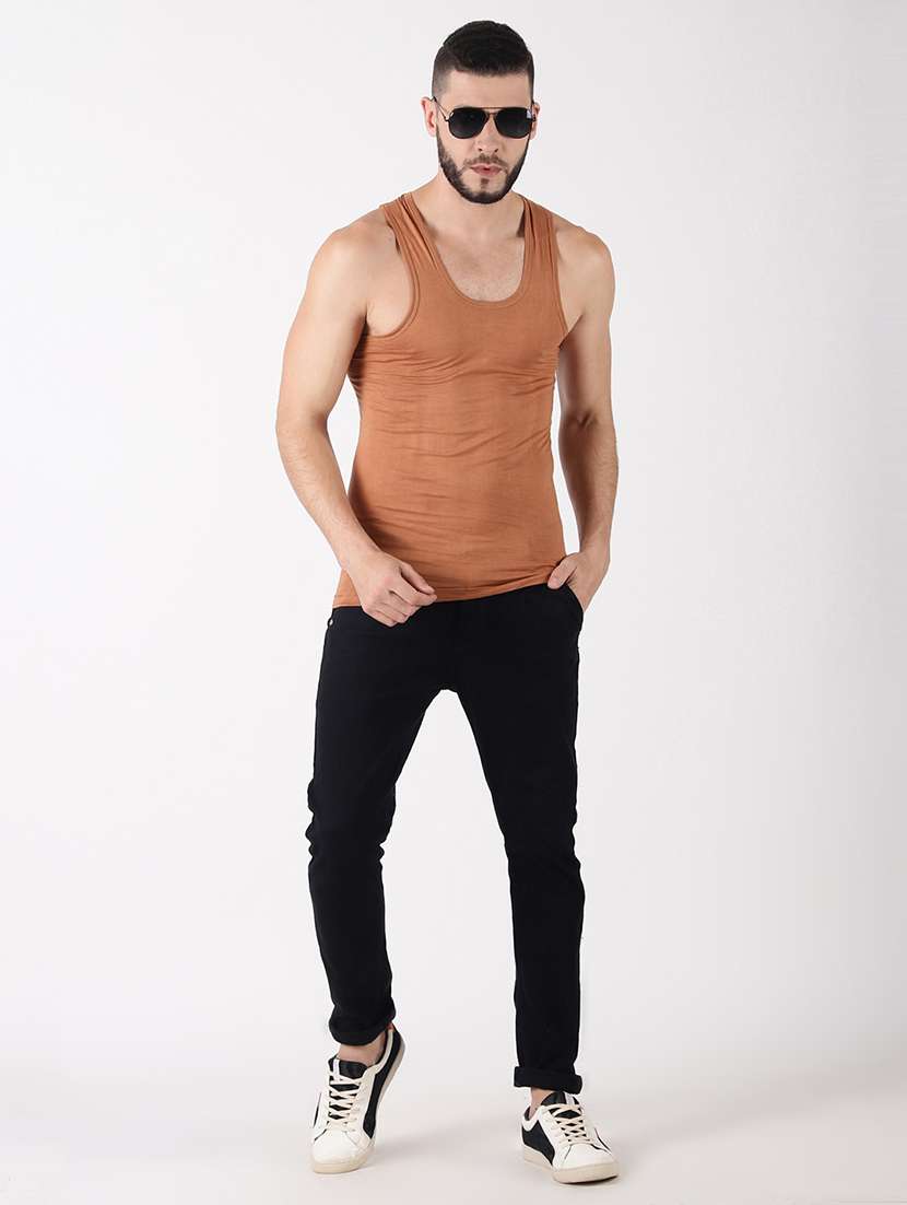 men pack of 4 solid sleeveless vest - 21579009 -  Standard Image - 2