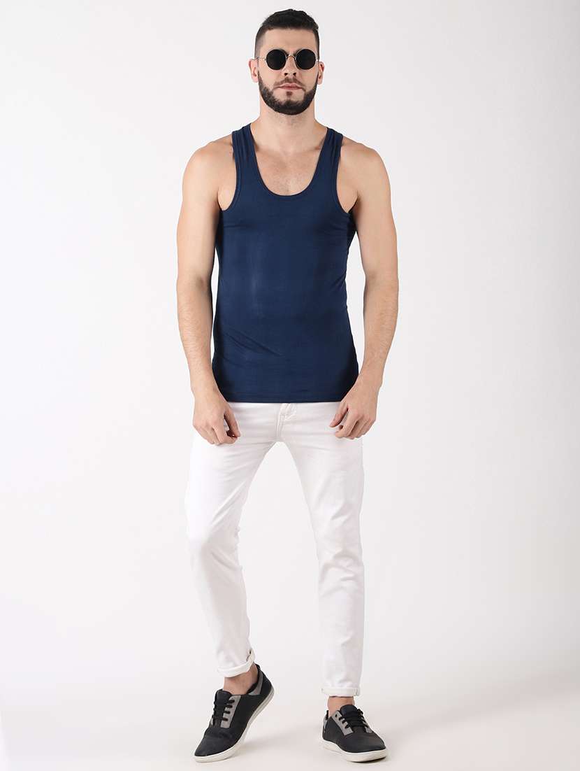 men pack of 4 solid sleeveless vest - 21579011 -  Standard Image - 2