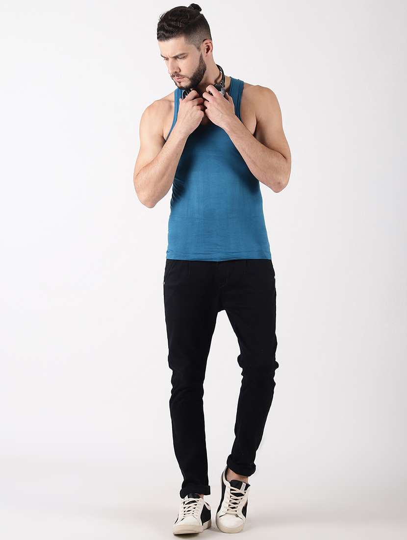 men pack of 5 solid sleeveless vest - 21579015 -  Standard Image - 2
