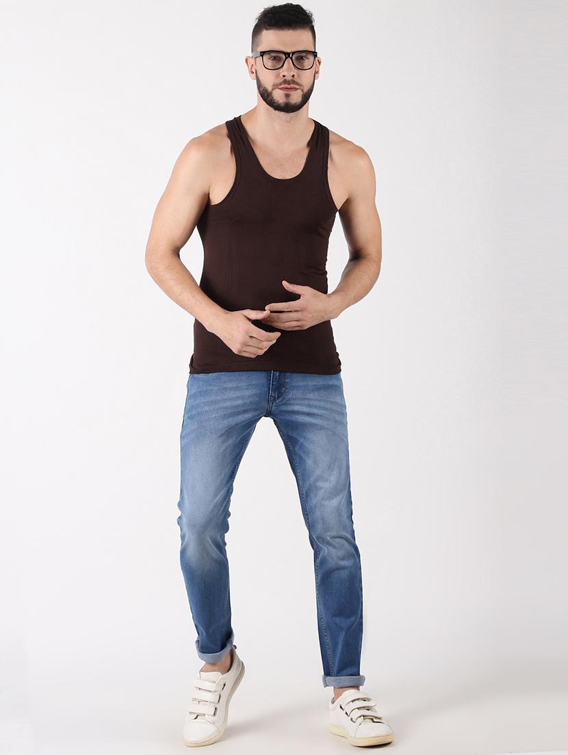 men pack of 6 solid sleeveless vest - 21579019 - Standard Image - 2