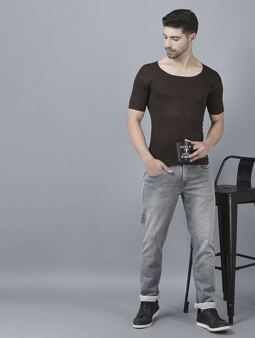 men pack of 4 solid half sleeve vest - 21579060 -  Standard Image - 2