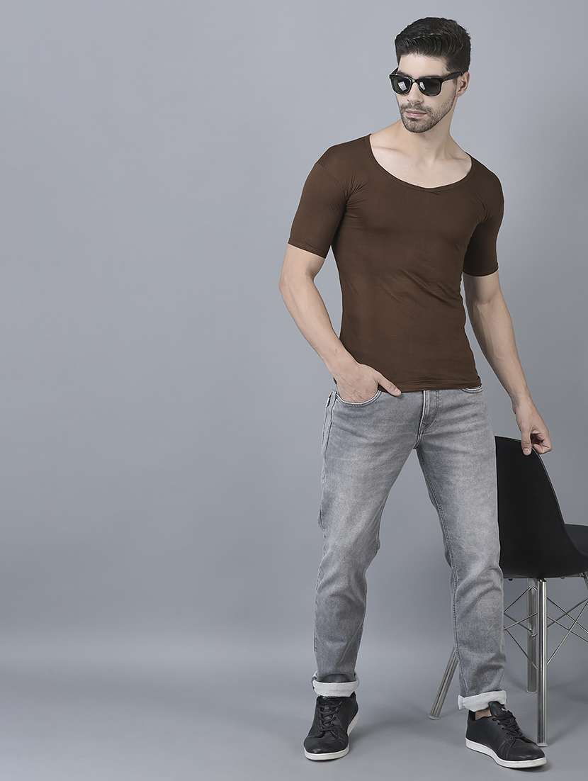 men pack of 4 solid half sleeve vest - 21579061 -  Standard Image - 2