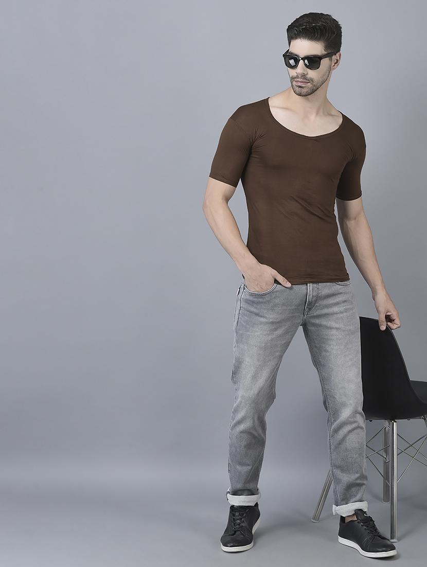 men pack of 6 solid half sleeve vest - 21579071 - Standard Image - 2