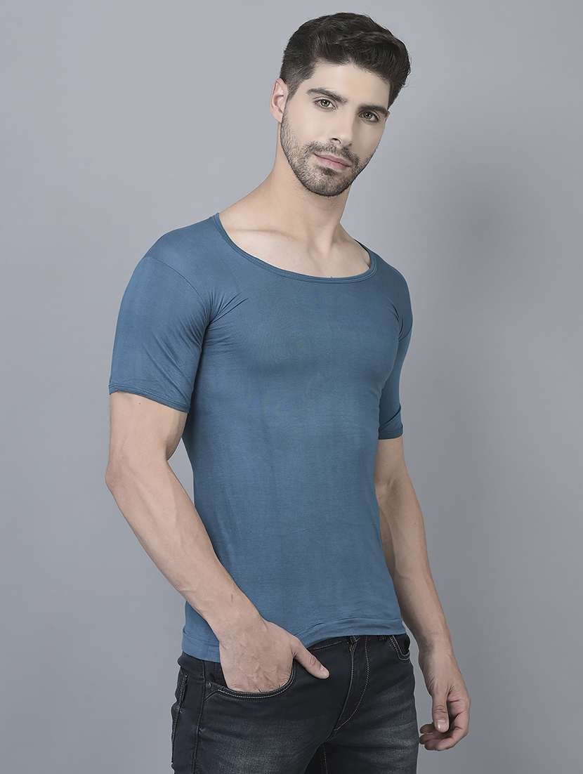 men pack of 7 solid half sleeve vest - 21579073 -  Standard Image - 2