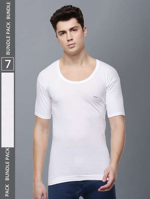 men pack of 7 solid half sleeve vest - 21579087 -  Standard Image - 0