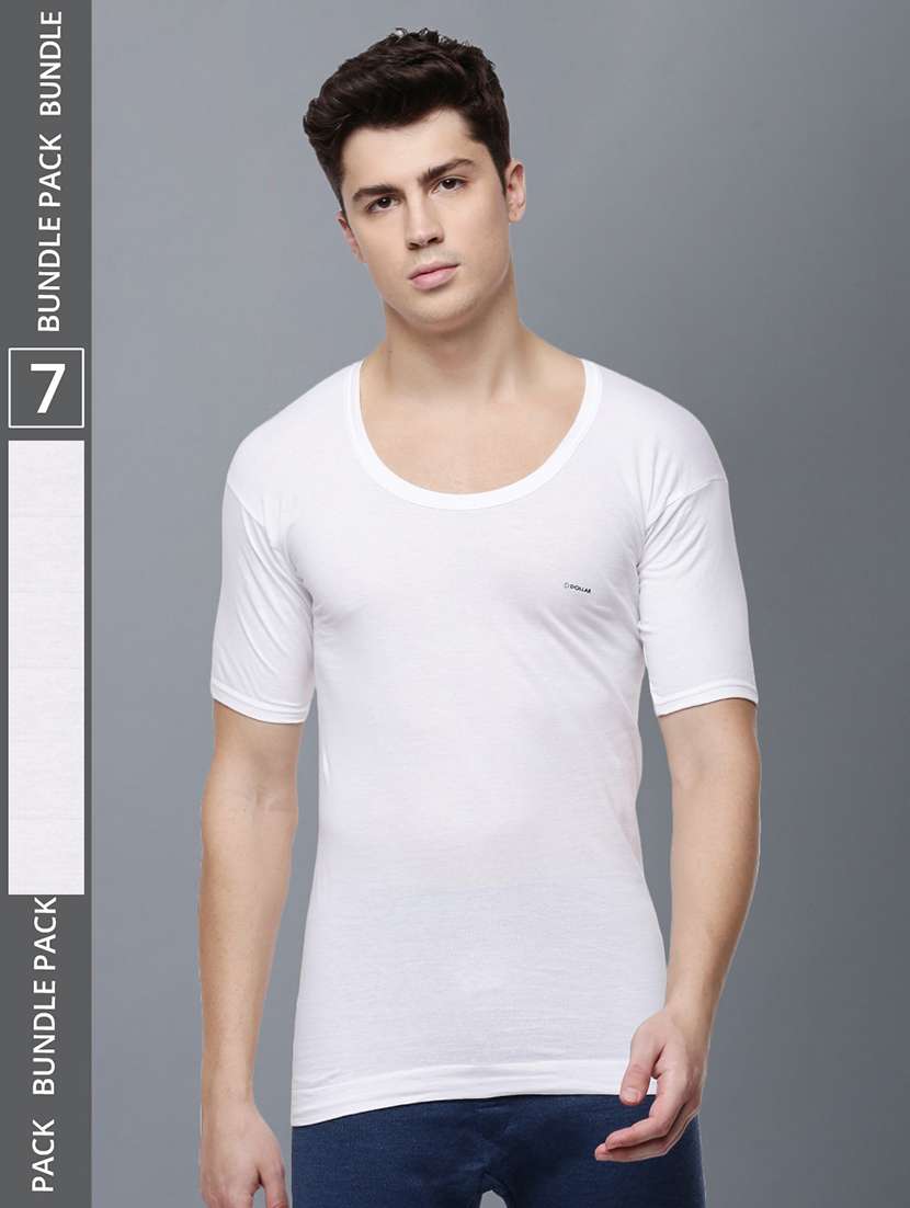 men pack of 7 solid half sleeve vest - 21579087 -  Zoom Image - 0