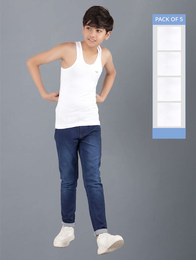 boys pack of 5 solid vest