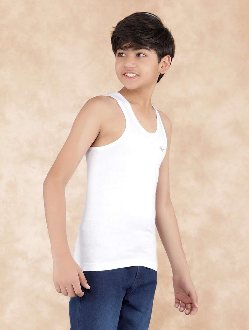 boys pack of 5 solid vest - 21579122 - Standard Image - 2