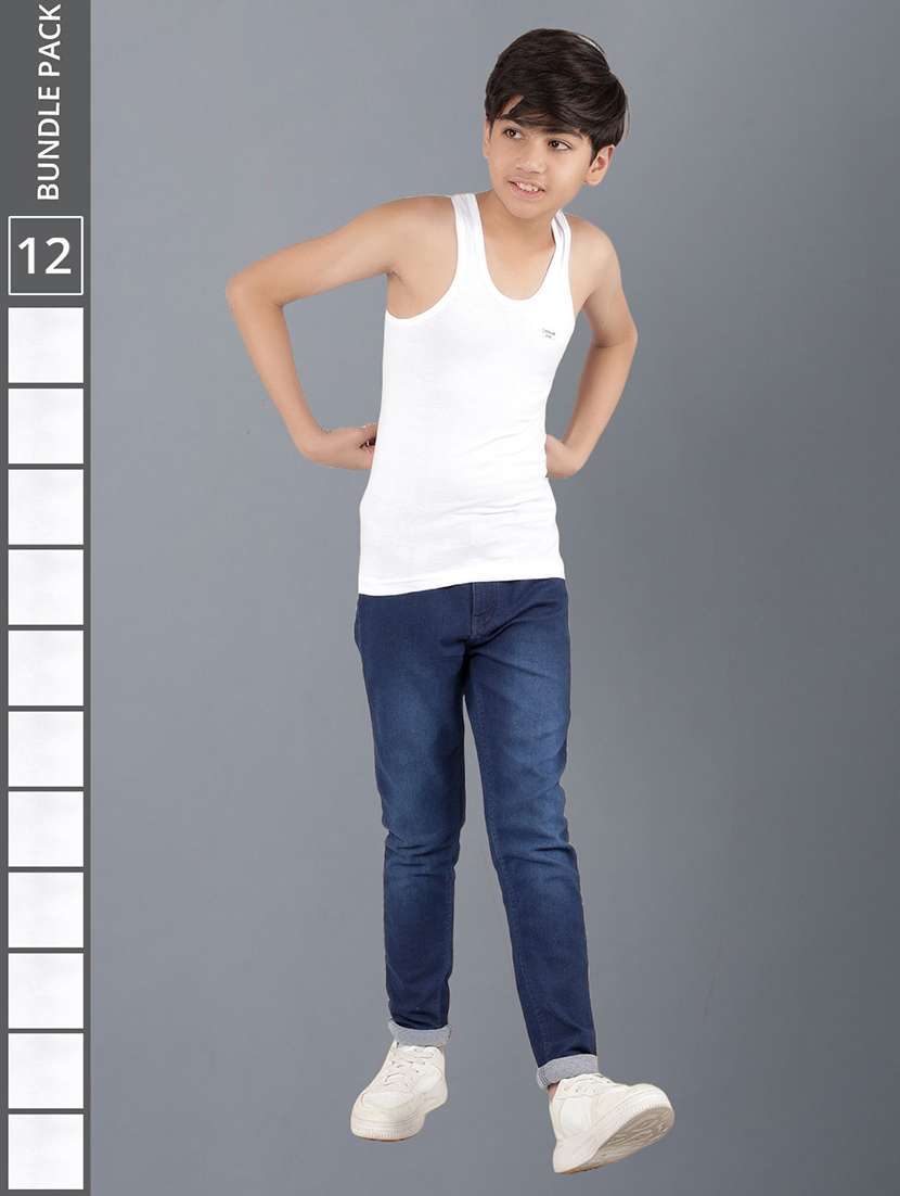 boys pack of 12 solid vest