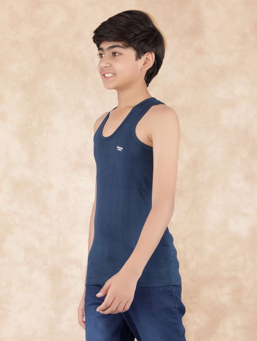 boys pack of 5 solid vest - 21579134 -  Standard Image - 2