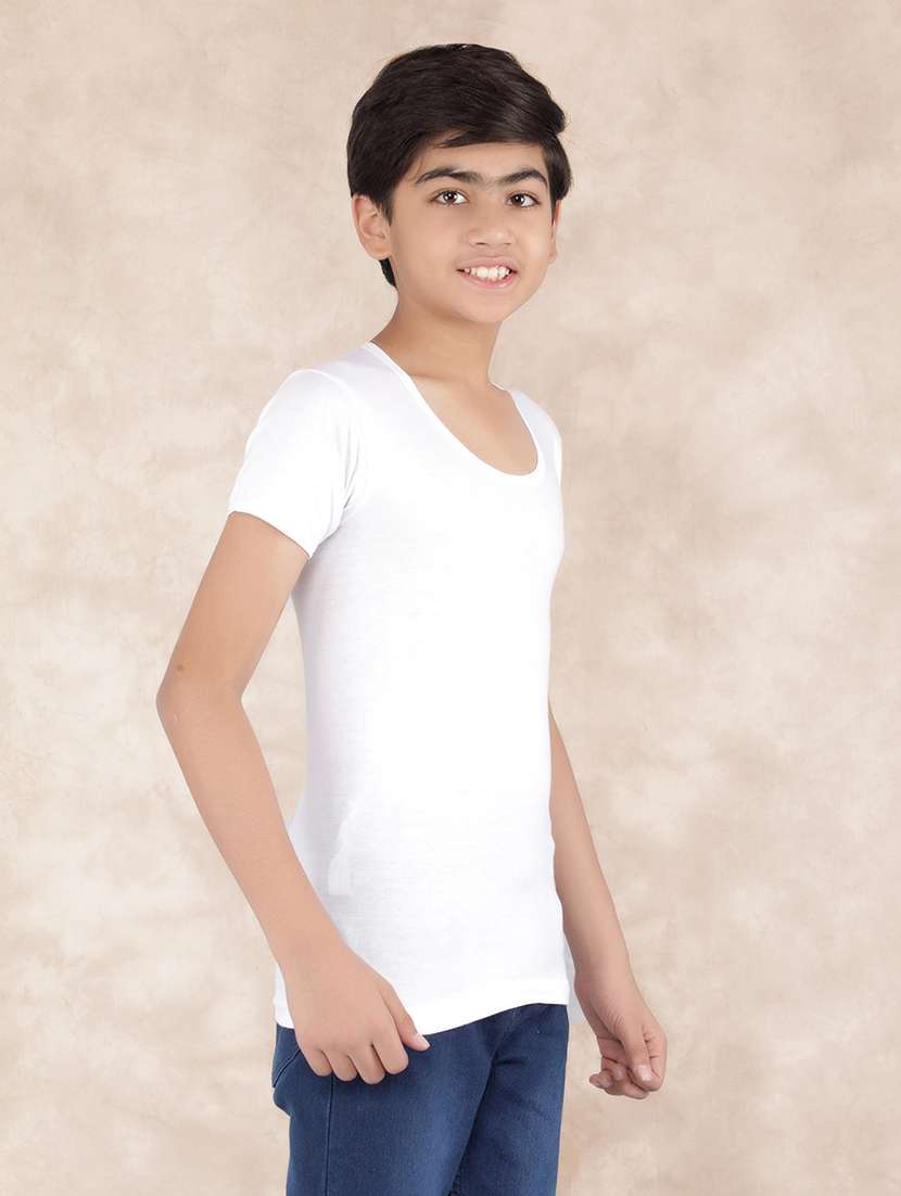boys solid short sleeve vest combo - 21579144 -  Standard Image - 2