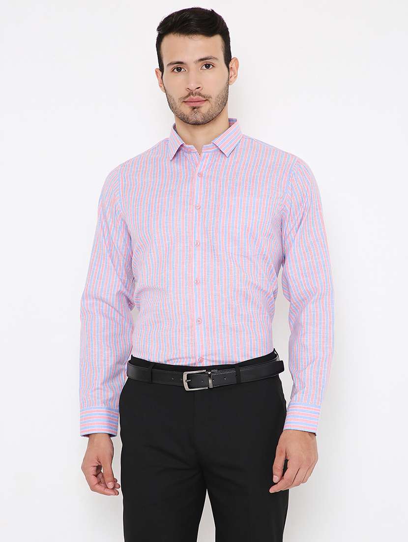 men striped slim fit formal shirt