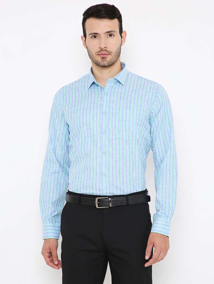 men long sleeves striped formal shirt