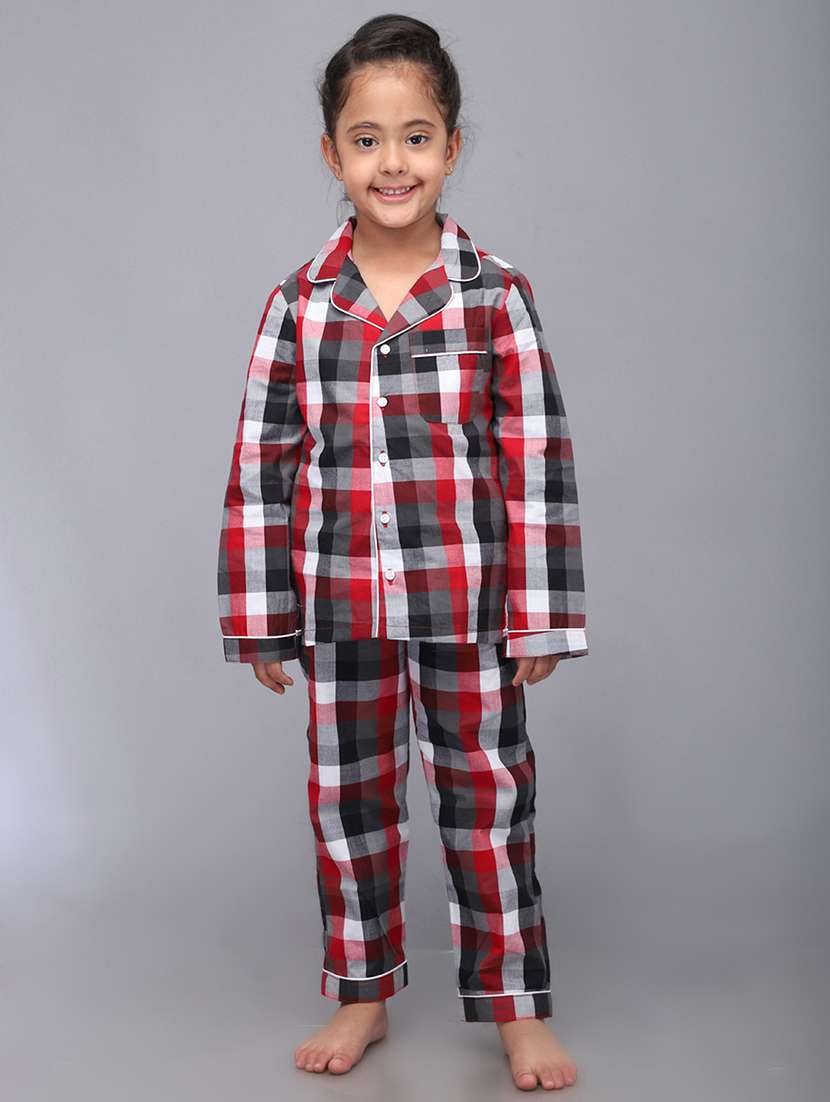 girl checks nightwear pyjama set
