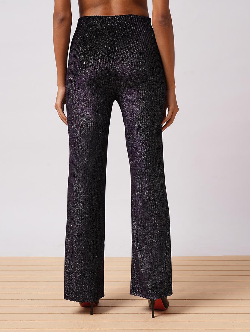 globus women purple magic shimmer high-waist flared party wear treggings - 21579804 - Standard Image - 2
