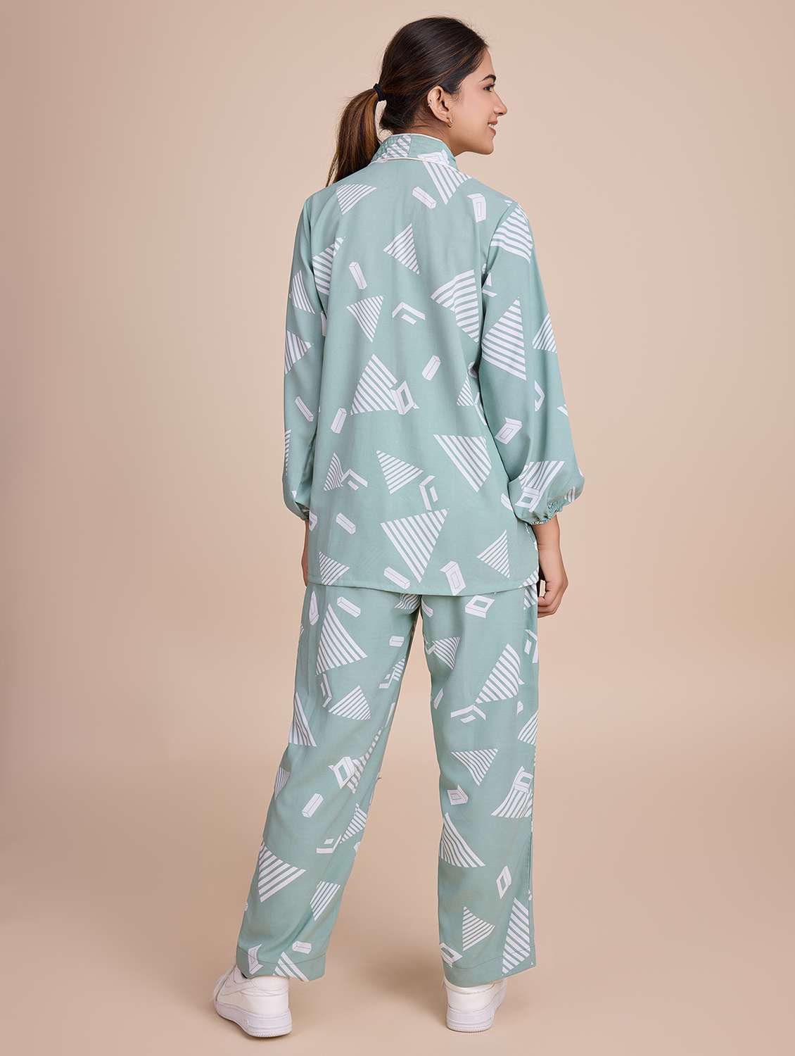 women printed long sleeves top & trouser co-ord set - 21579883 - Standard Image - 2