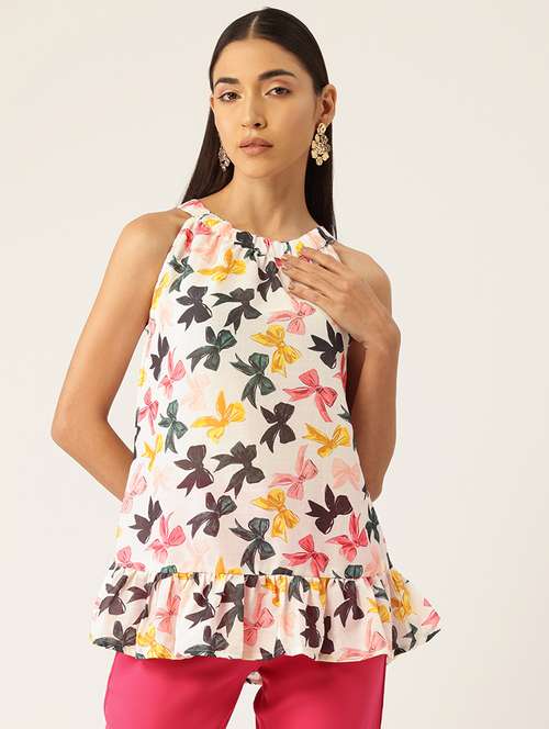 women printed halter neck tiered top - 21579954 -  Standard Image - 0