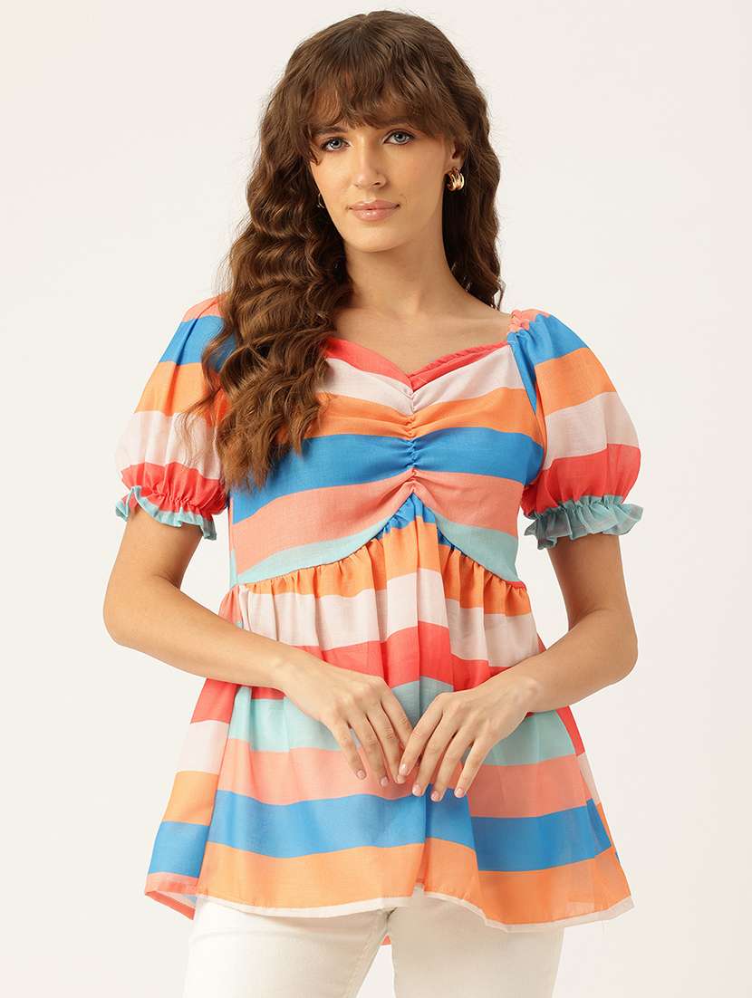 women printed short sleeves a-line top - 21579959 - Zoom Image - 0