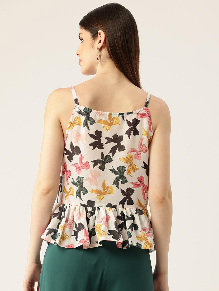 women printed sleeveless peplum top - 21579973 - Standard Image - 2