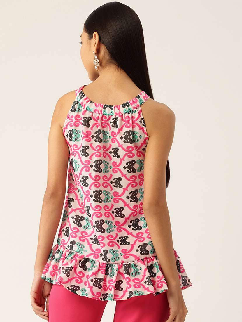 women printed halter neck tiered top - 21579975 - Standard Image - 2