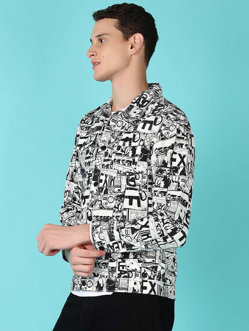 men white printed long sleeve jacket - 21580057 -  Standard Image - 2