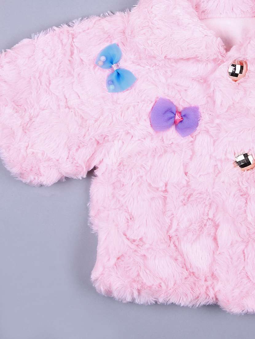 girls pink solid long sleeve coat - 21580071 -  Standard Image - 2